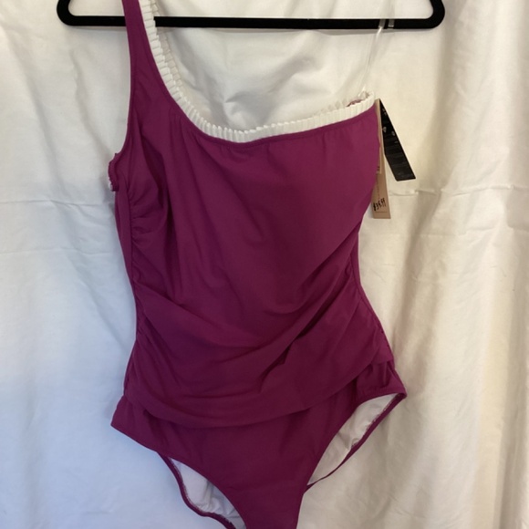 Gottex Collection One Shoulder One Piece  (Size 16) ( Rose Burgundy ) - Picture 2 of 9